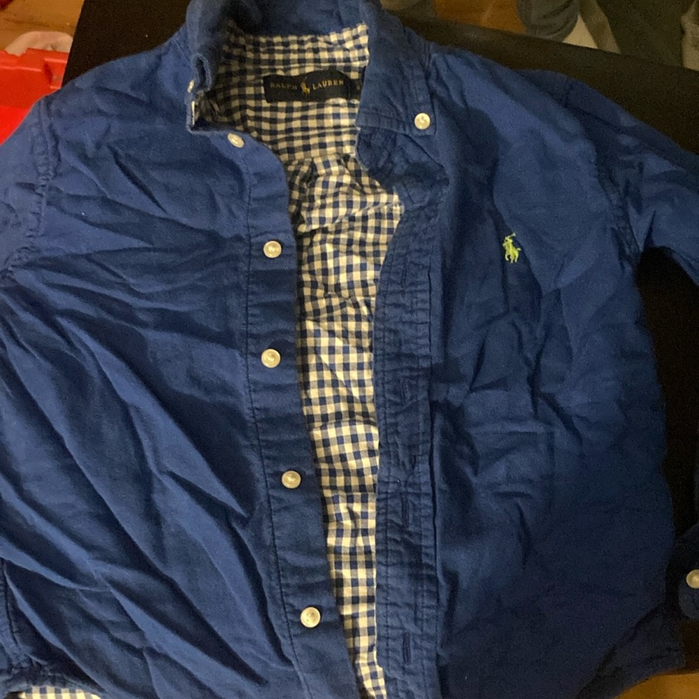 Ralph Lauren Navy Shirt with Checkered Lining